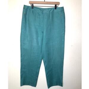 Rafaella Linen Pants‎ Wide Leg Womens 16 Teal Beach Travel Resort Wear Breezy